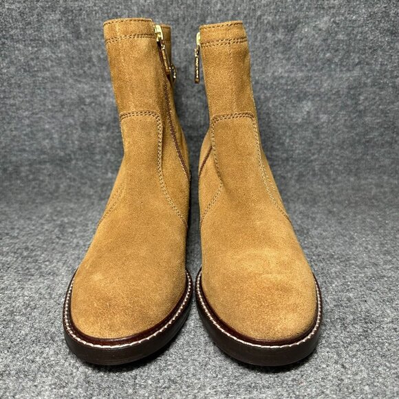 Radley London Ankle Boots Womens Size 8 Camel Brown Leather Side Zip Booties - Picture 2 of 10